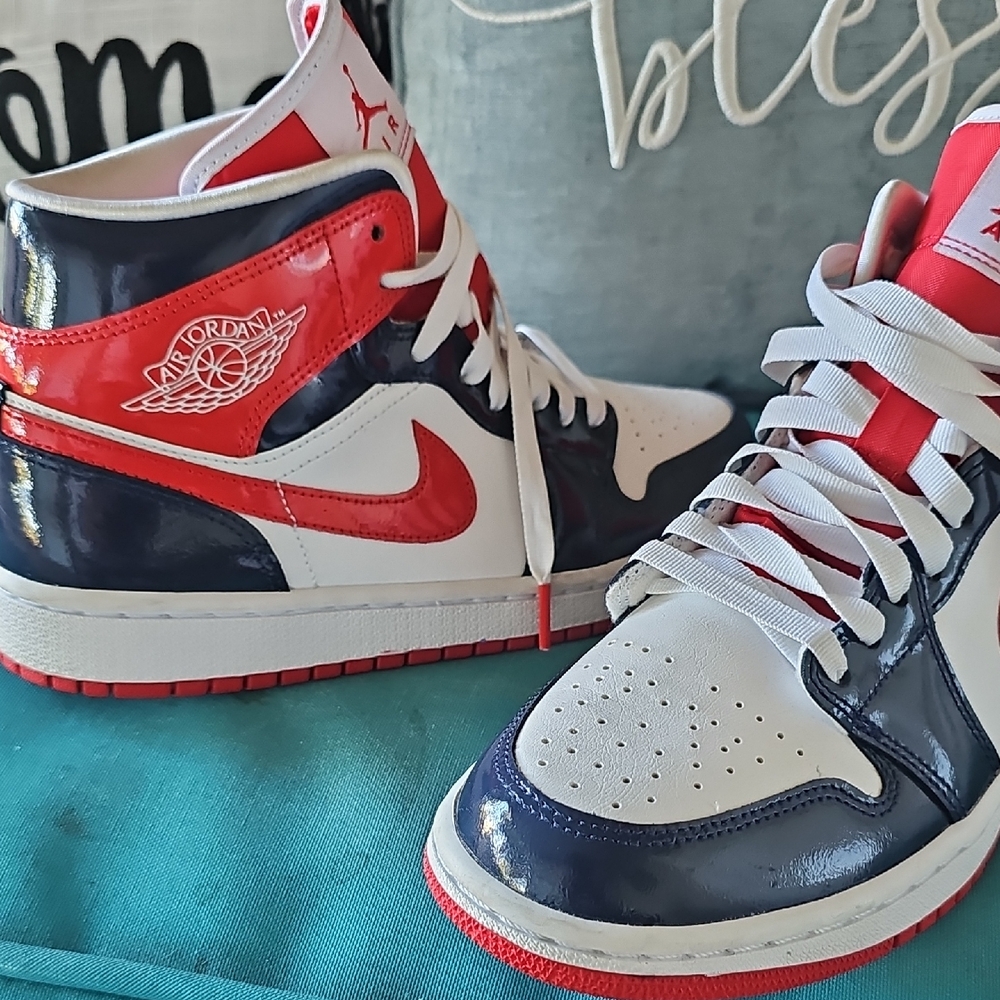 Jordan Sneakers - Bold Navy, Red, and White/ Size 8.5